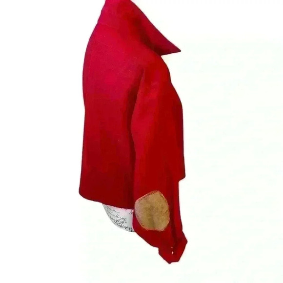 PENDLETON Rare Tie Front Top with Elbow Patches - Red ❤️ - Picture 8 of 13